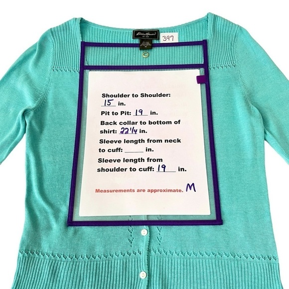 Vtg. Eddie Bauer Silk & Linen Blend Cottagecore Cardigan Lt. Aqua Sweater Sz M - Picture 9 of 11